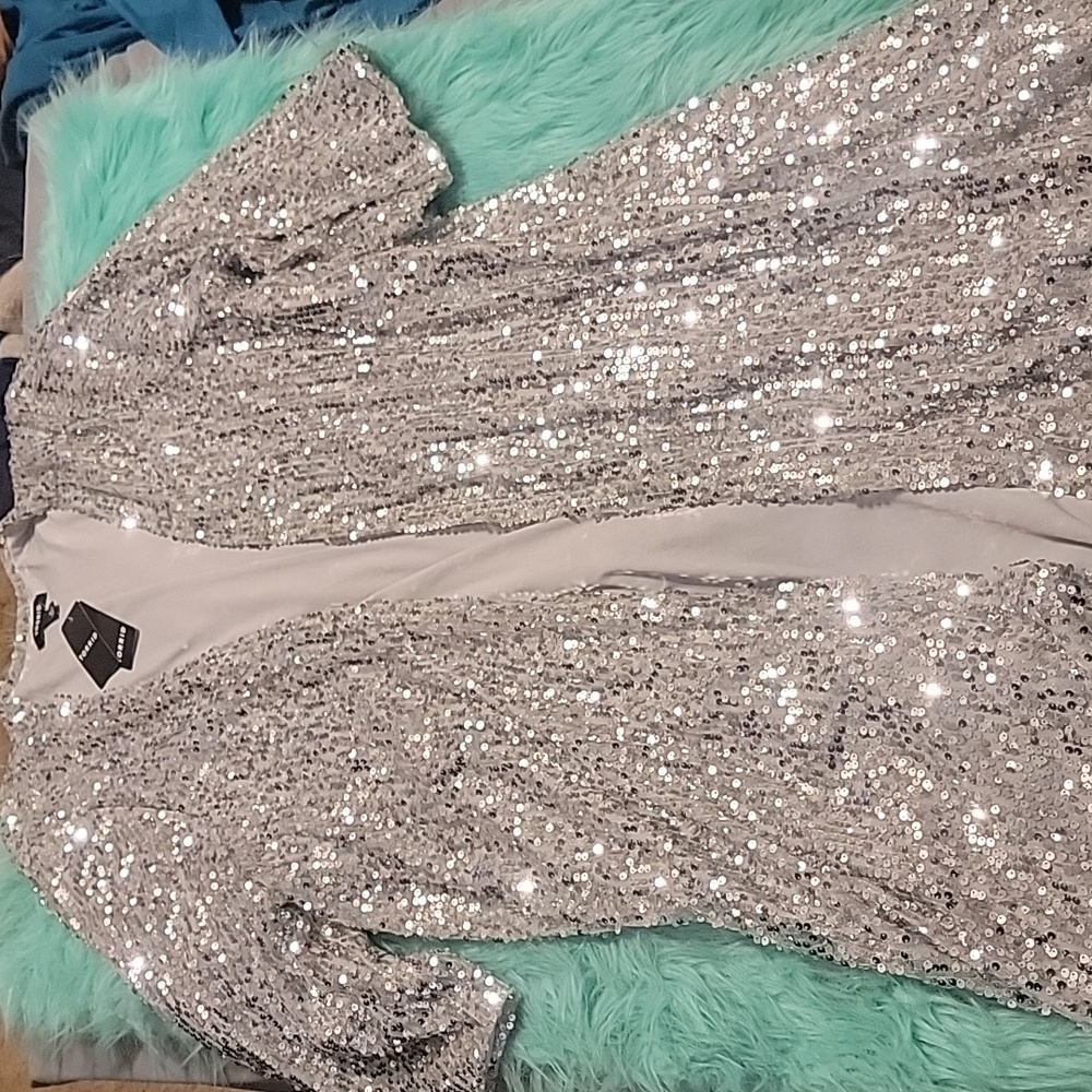 Full length silver sequin torrid kimono